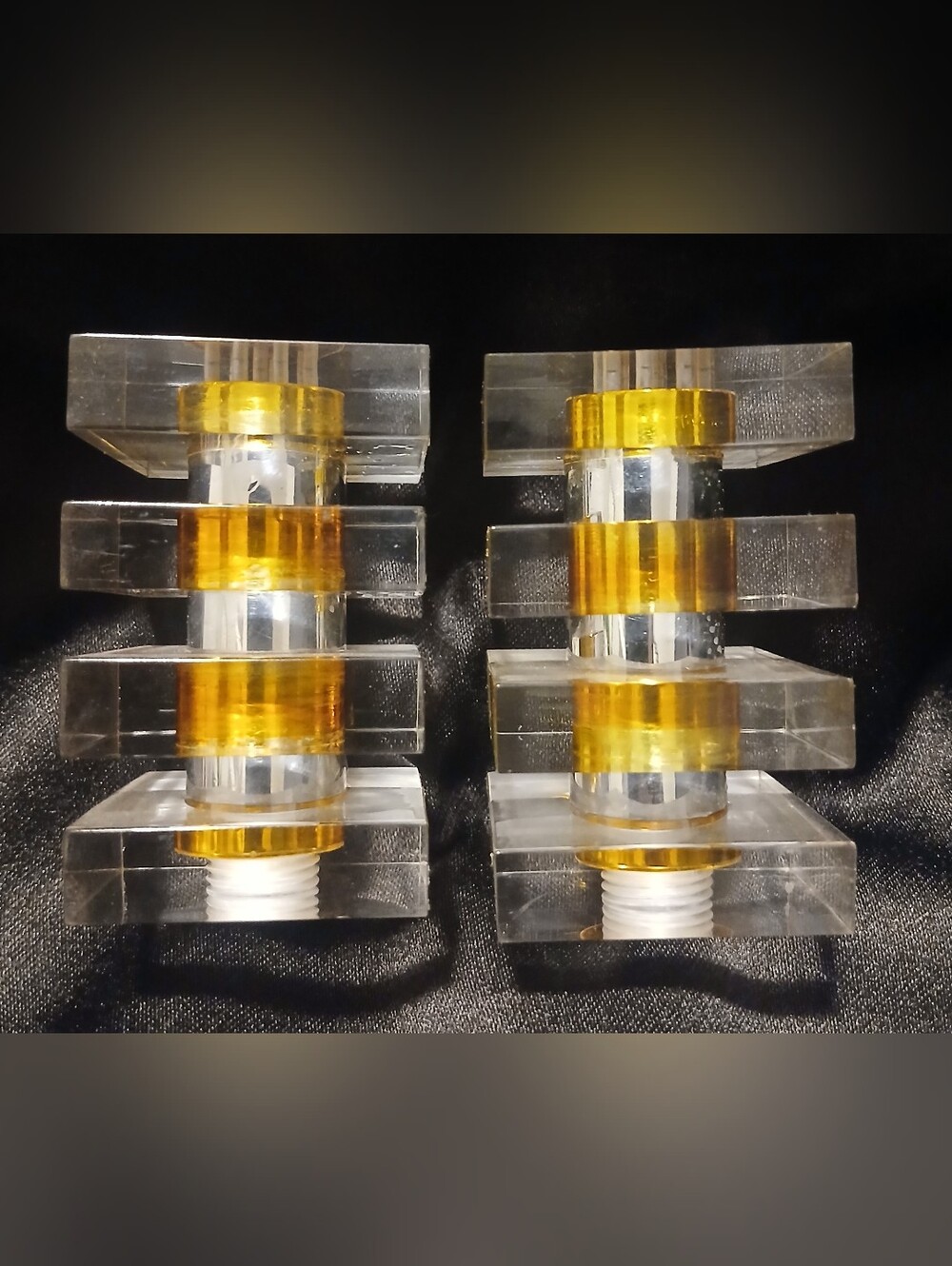 Mid Century Lucite Salt and Pepper Shakers in the style of Ritts Astrolite